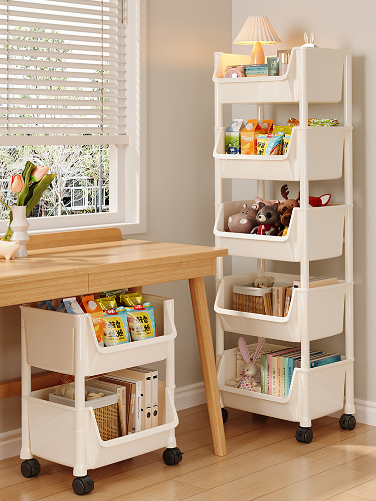书架落地置物架多层收纳书柜子储物柜一体书桌面可移动客厅小推车